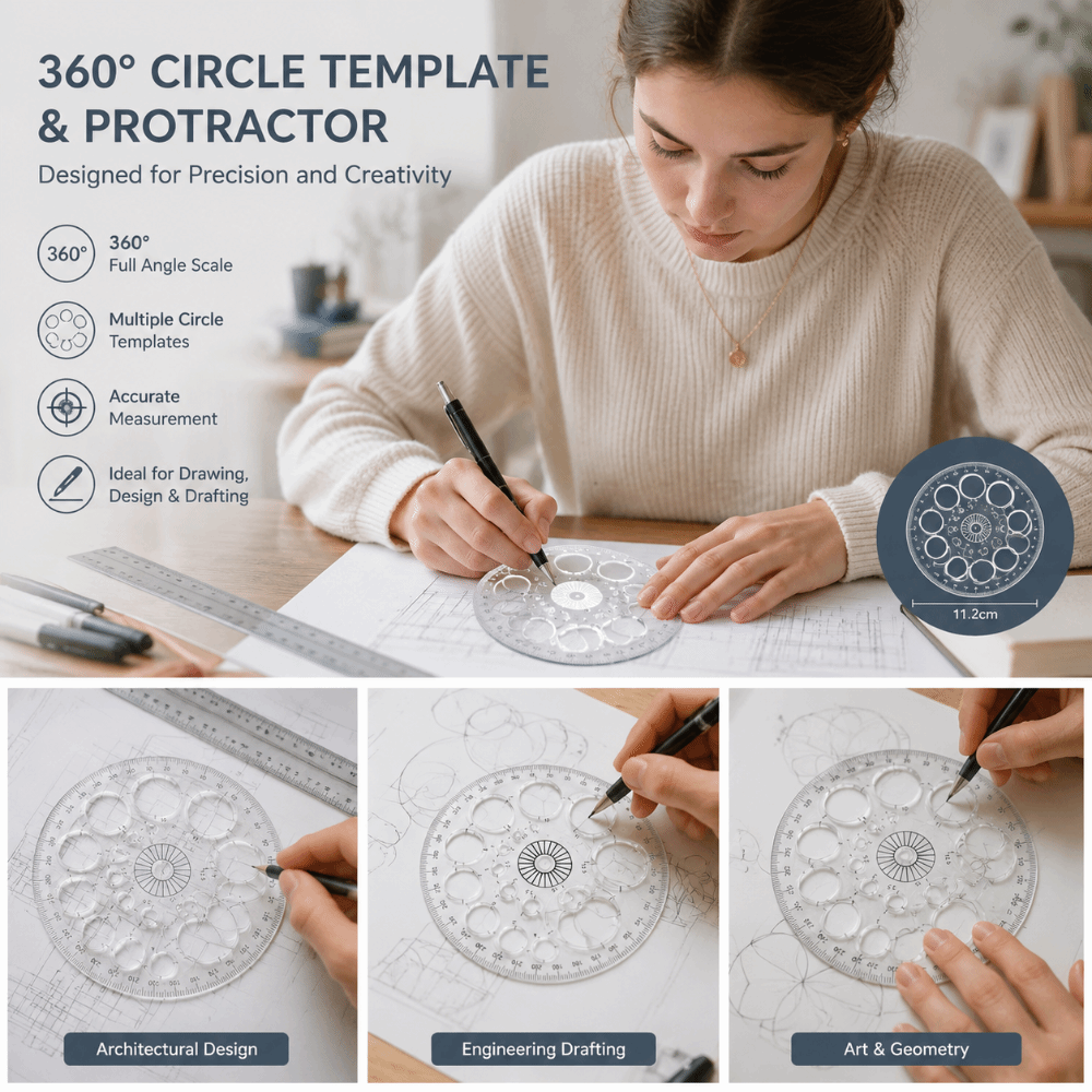 Circular Scale Plastic Ruler T - Ruler Set Transparent recension och pris