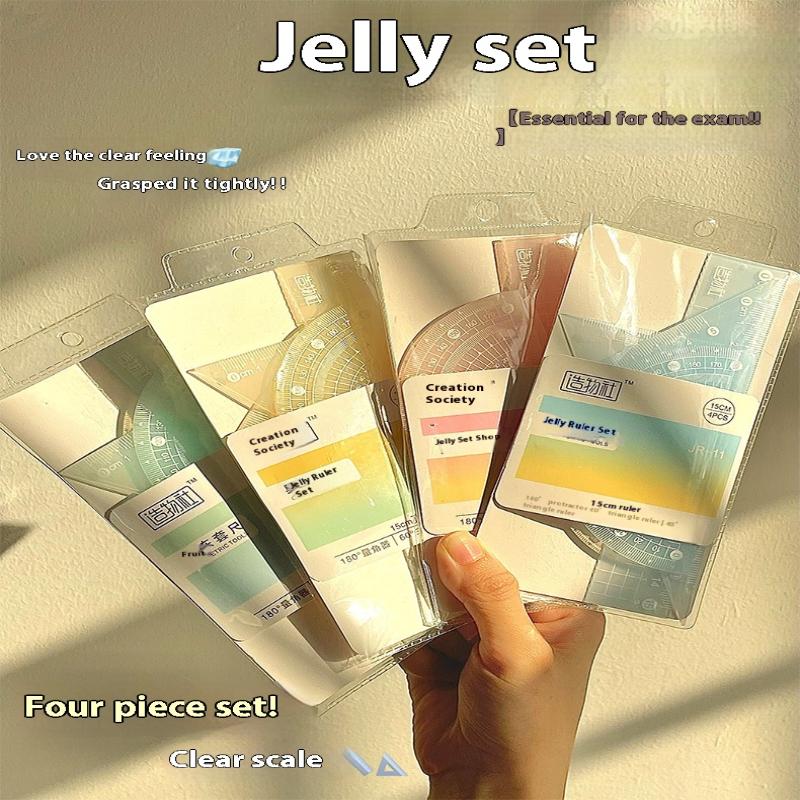 4PCS/Set 15CM Jelly Ruler Set  - Ruler Set Transparent recension och pris