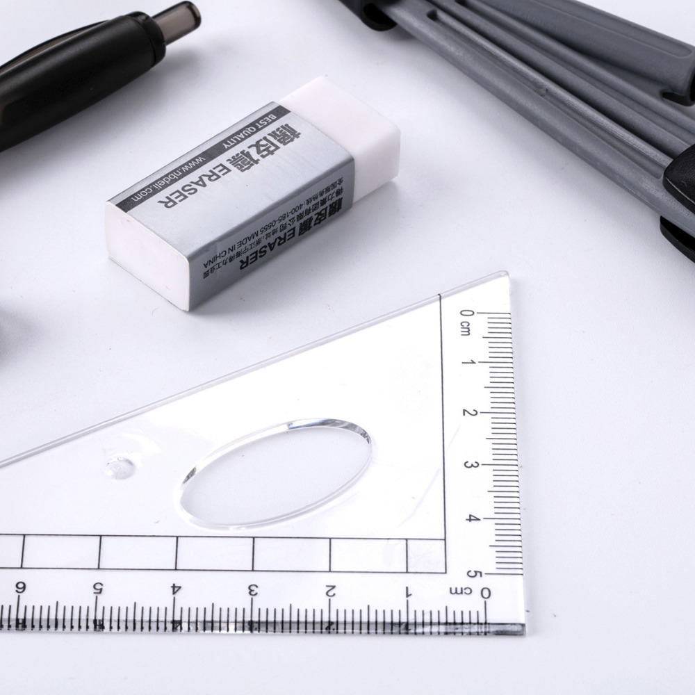 Transparent Ruler Set Eraser S - Ruler Set Transparent recension och pris